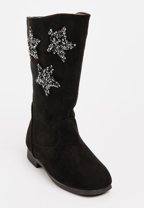 Pop Candy - Girls Star Embellished Boot Black