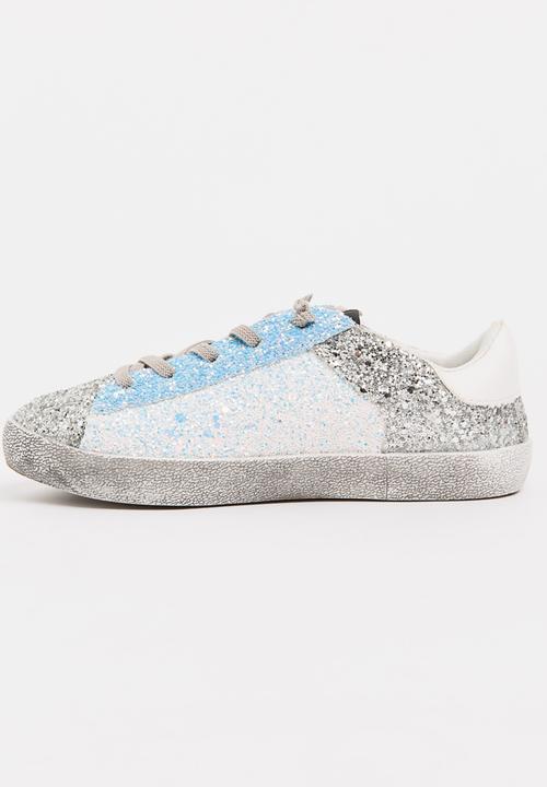 Pop Candy - Glitter Colour Block Sneaker Silver