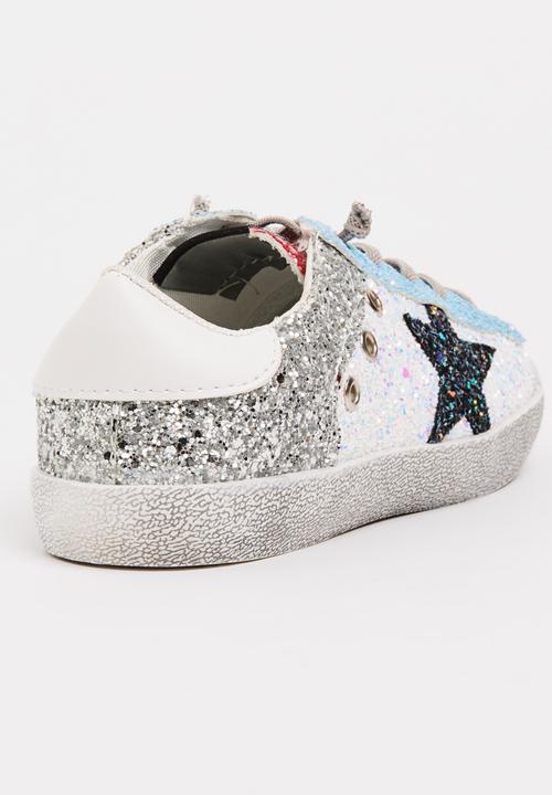 Pop Candy - Glitter Colour Block Sneaker Silver