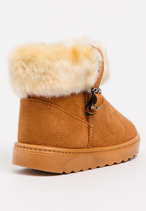 Pop Candy - Girls Faux Suede Boot Tan