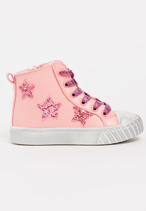 Pop Candy - Girls Star Embellished Sneaker Mid Pink