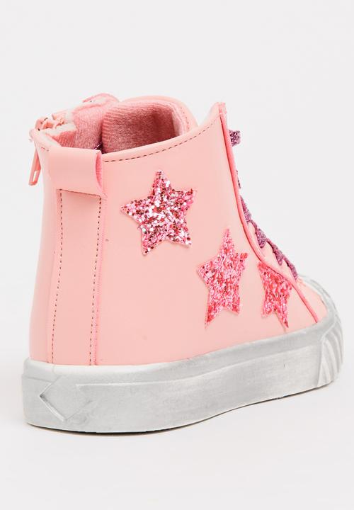 Pop Candy - Girls Star Embellished Sneaker Mid Pink