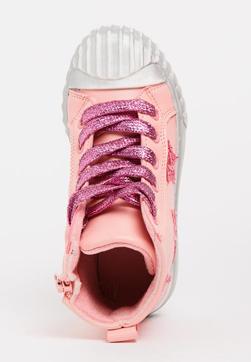 Pop Candy - Girls Star Embellished Sneaker Mid Pink