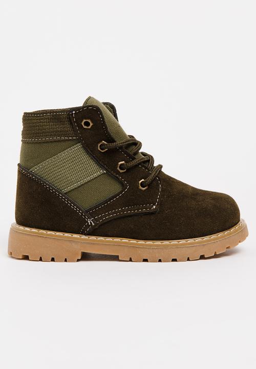 Pop Candy - Boys Combat Boot Khaki Green