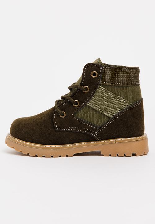 Pop Candy - Boys Combat Boot Khaki Green