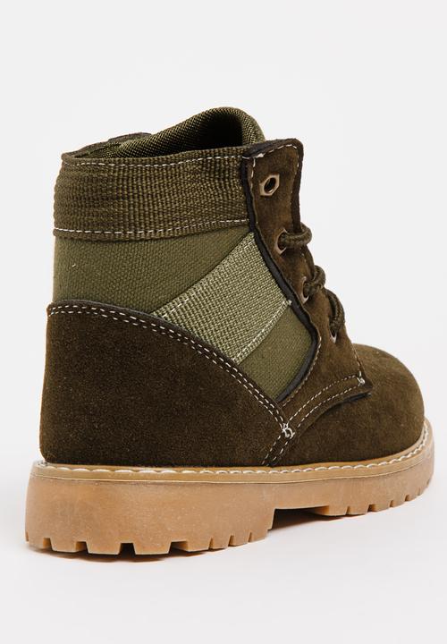 Pop Candy - Boys Combat Boot Khaki Green