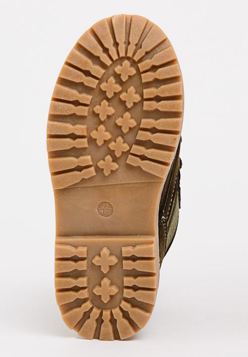 Pop Candy - Boys Combat Boot Khaki Green