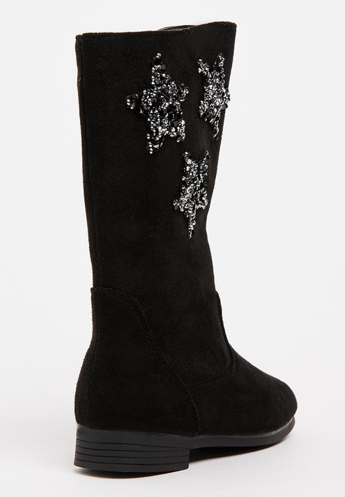 Pop Candy - Girls Star Embellished Boot Black