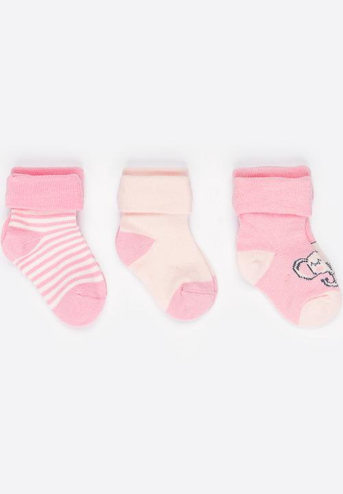 Soobe - Girls 3 Pack Socks Mid Pink