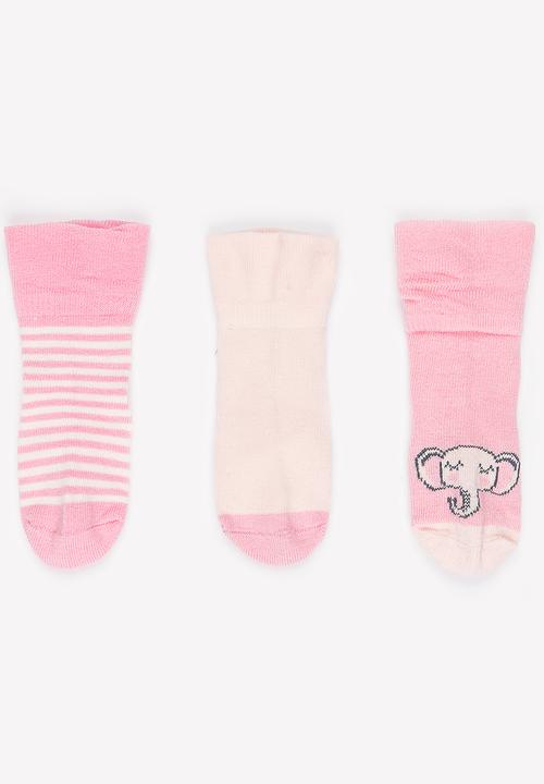 Soobe - Girls 3 Pack Socks Mid Pink