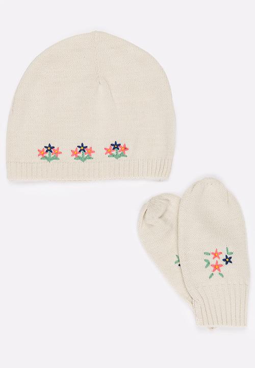 Soobe - Girls Beanie and Gloves Sets Beige