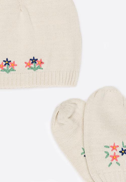 Soobe - Girls Beanie and Gloves Sets Beige
