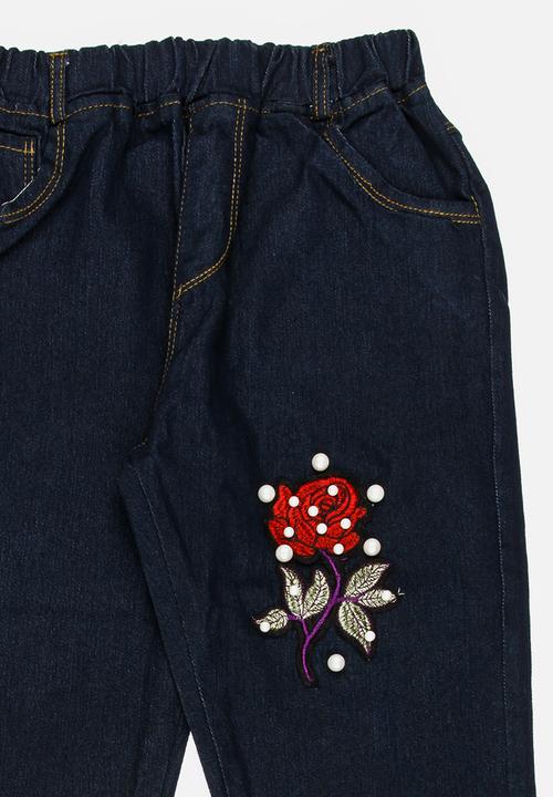 Pop Candy - Girls Printed  Jeans Blue