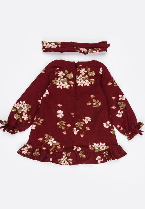 Pop Candy - Printed Long Sleeve Dress Red