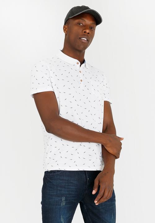 Brave Soul - Bruno Printed Cotton Golfer White