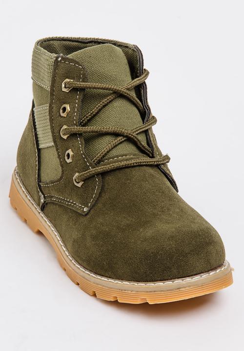 Pop Candy - Boys Combat Boot Khaki Green