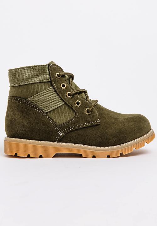 Pop Candy - Boys Combat Boot Khaki Green