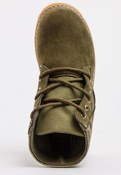 Pop Candy - Boys Combat Boot Khaki Green