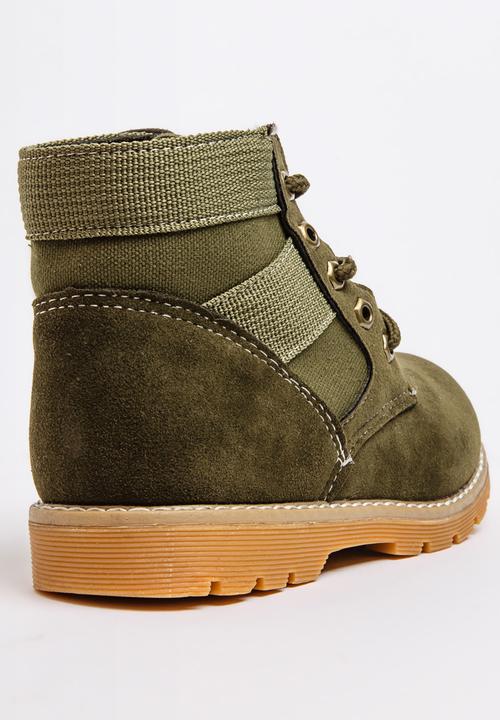 Pop Candy - Boys Combat Boot Khaki Green