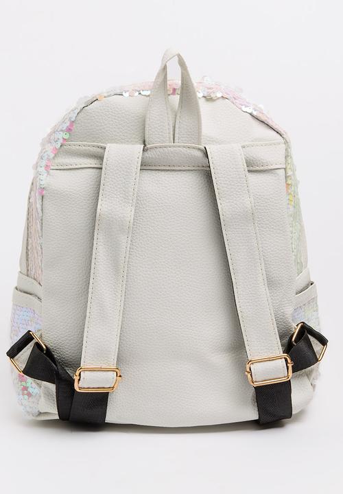 Pop Candy - Sequin Backpack with Badge Detail White
