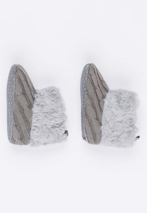 Pop Candy - Boots with Fluffy Lining Grey