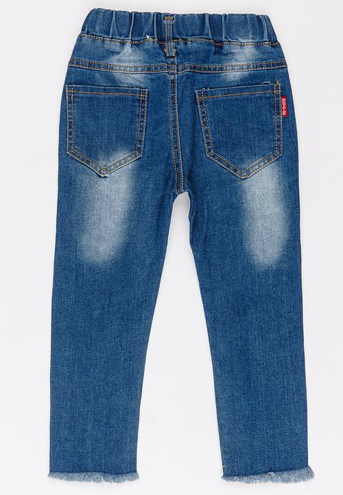 Pop Candy - Girls Embroidered Jeans Blue