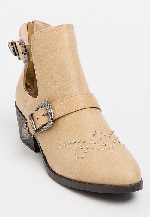 Jada - Western Ankle Boots Beige