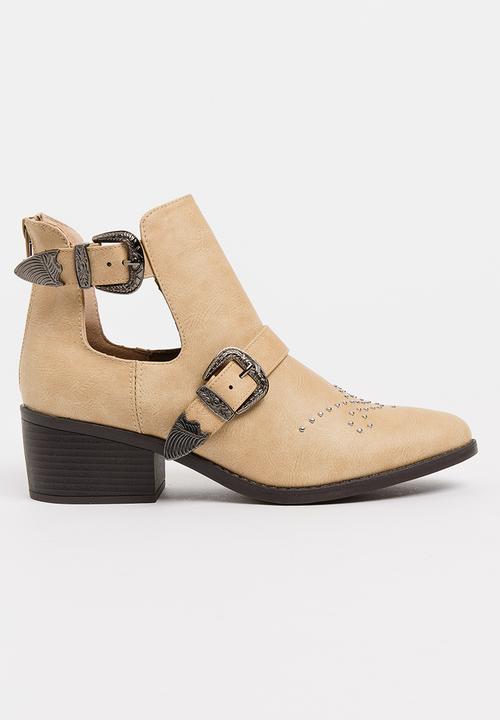 Jada - Western Ankle Boots Beige