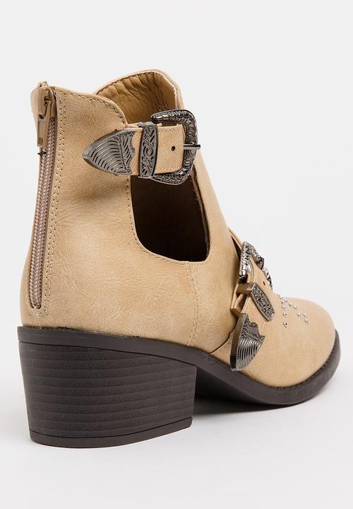 Jada - Western Ankle Boots Beige