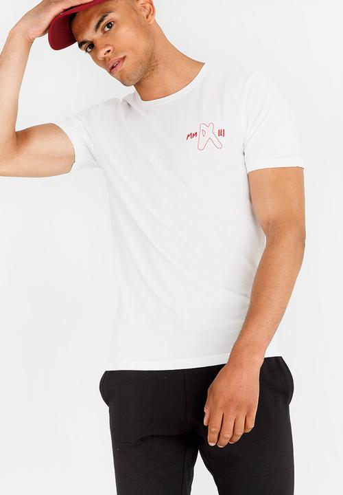 Only & Sons - Fire Red Crew Neck Tee White