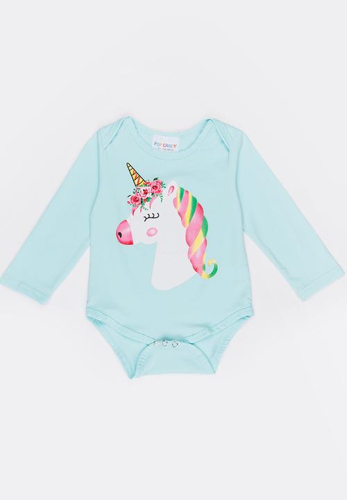Pop Candy - Printed Unicorn Bodysuit Turquoise