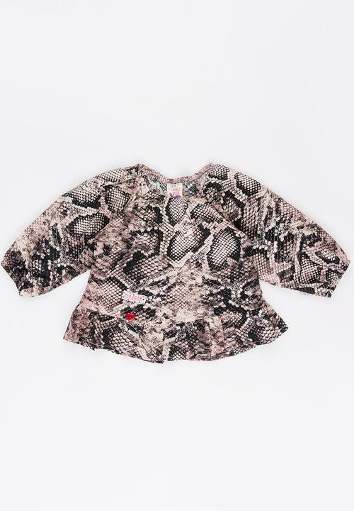 Eco Punk - Peasant blouse - pink & black 