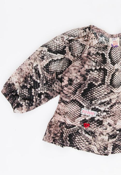Eco Punk - Peasant blouse - pink & black 