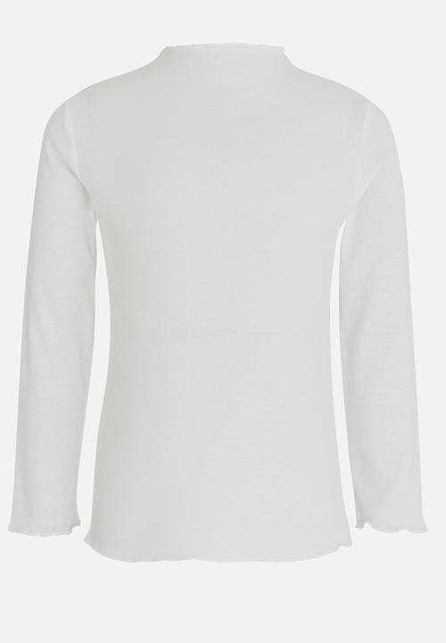 Pop Candy - Long Sleeve Polo Neck White