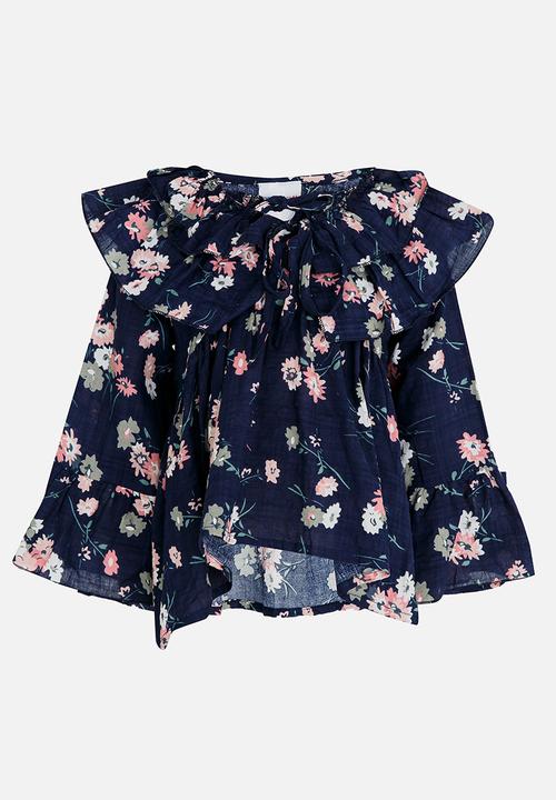 Pop Candy - Girls  Printed Blouse Navy