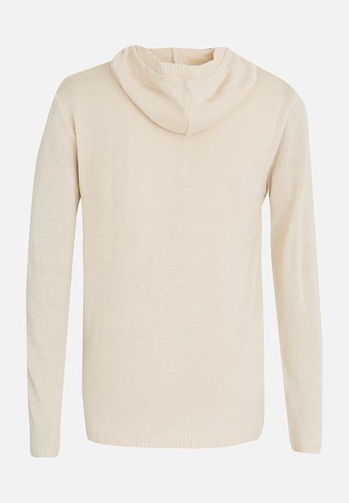 Rebel Republic - Hooded Button Up Henley Jersey Beige