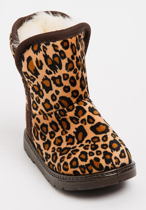Pop Candy - Girls Leopard Print Boot Tan