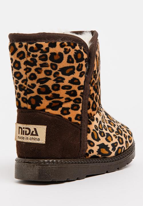 Pop Candy - Girls Leopard Print Boot Tan