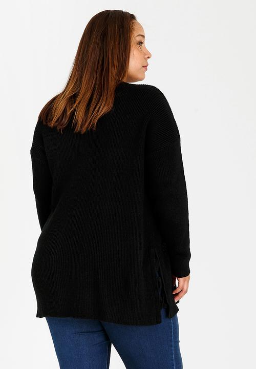 STYLE REPUBLIC PLUS - Jersey with Side Criss-cross Detail Black