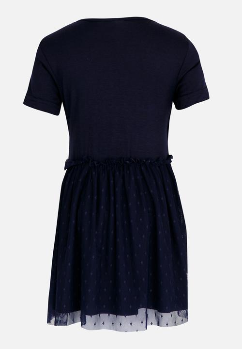 See-Saw - Wrap Short Sleeve Tulle Dress Navy