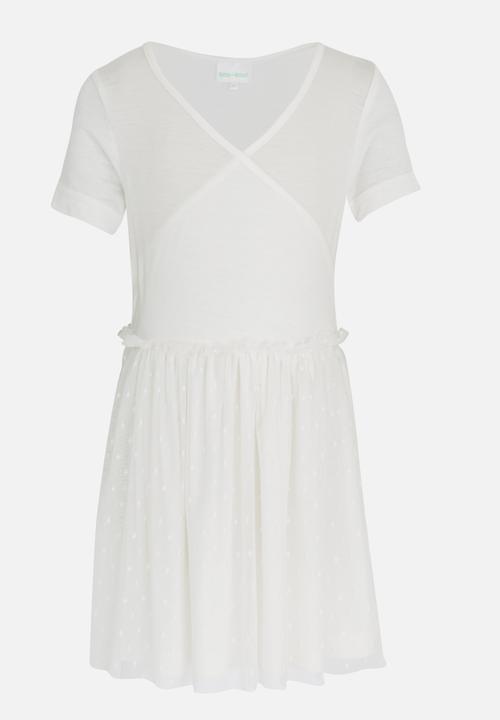 See-Saw - Wrap Short Sleeve Tulle Dress Milk