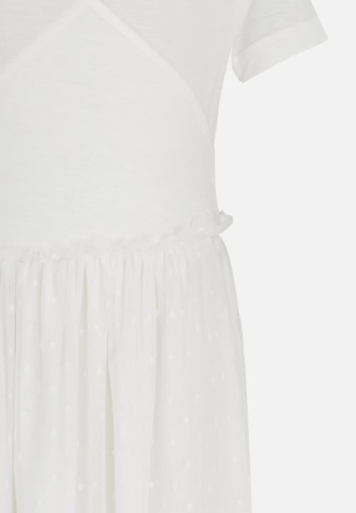 See-Saw - Wrap Short Sleeve Tulle Dress Milk