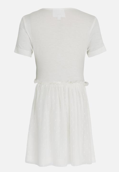 See-Saw - Wrap Short Sleeve Tulle Dress Milk