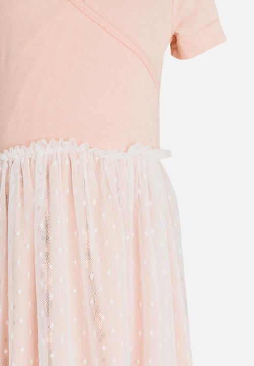 See-Saw - Wrap Short Sleeve Tulle Dress Pale Pink