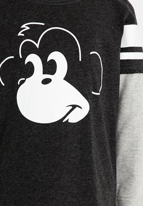 Pop Candy - Monkey Printed Tee Grey