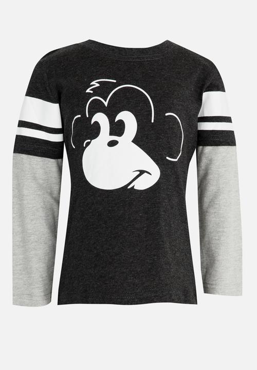 Pop Candy - Monkey Printed Tee Grey