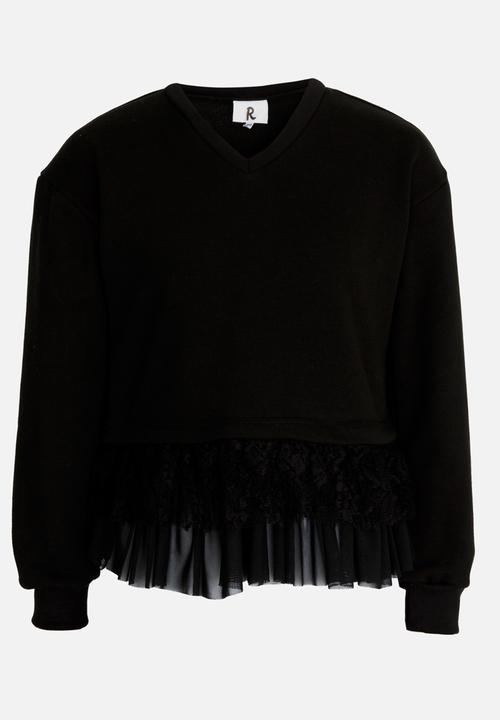 Rebel Republic - Frilled Combo Sweater Black