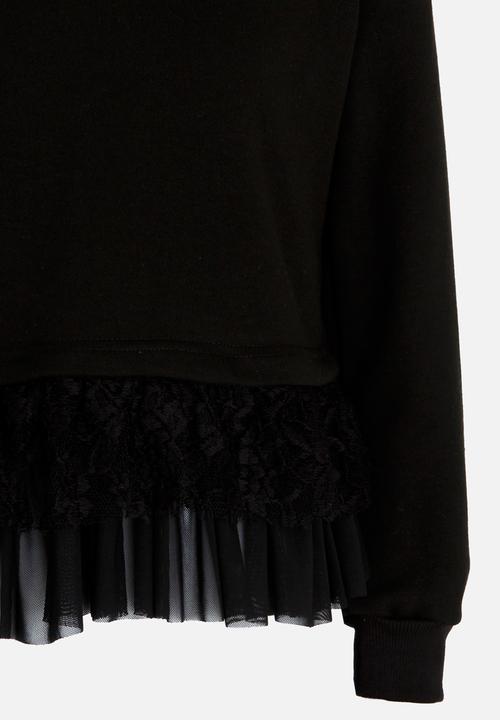 Rebel Republic - Frilled Combo Sweater Black