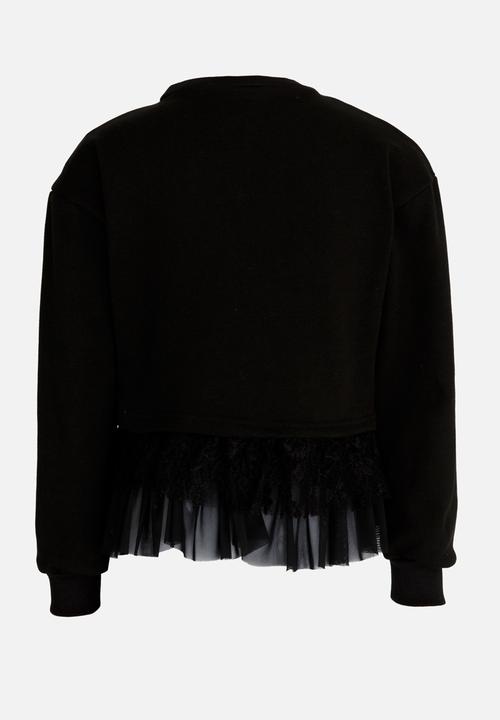 Rebel Republic - Frilled Combo Sweater Black