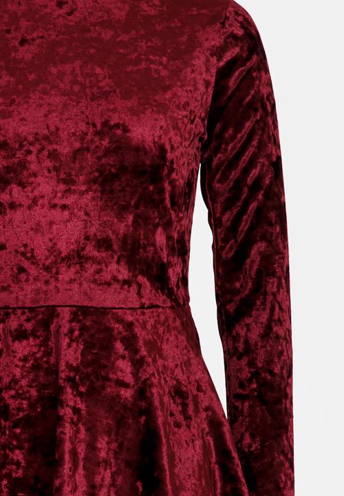 Rebel Republic - Velour Dress Burgundy